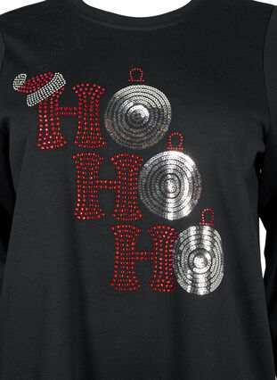 Zizzi Kerst sweaterjurk, Black HO HO HO, Packshot image number 2