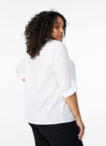 Zizzi FLASH - Shirt met gehaakt detail, Bright White, Model image number 1