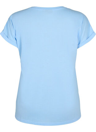 Zizzi T-shirt met korte mouwen van katoenmix, Serenity, Packshot image number 1