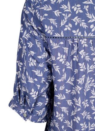 Zizzi Korte viscose jurk met kanten rand en A-lijn snit, M. Blue Flower AOP, Packshot image number 3