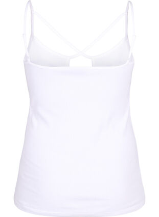 Zizzi Geribde top van biologisch katoen met kruisdetail, Bright White, Packshot image number 1
