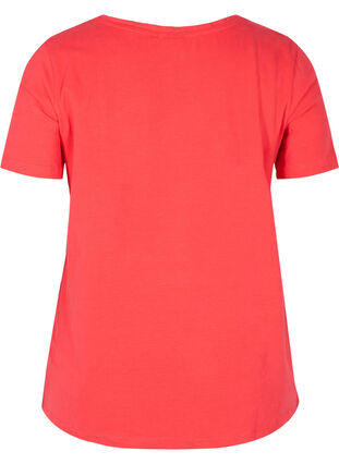 Zizzi Basic t-shirt in effen kleur met katoen, Hibiscus, Packshot image number 1