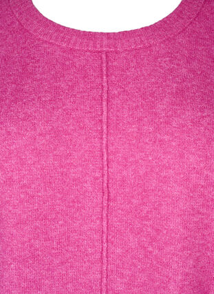 Zizzi Gebreide blouse met ronde hals en middennaad, Fuchsia Red Mel., Packshot image number 2