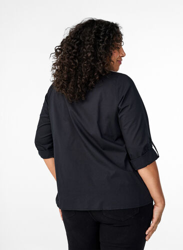 Zizzi FLASH - Shirt met gehaakt detail, Black, Model image number 1