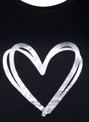 Zizzi FLASH - T-shirt met motief, Black Silver Heart, Packshot image number 2