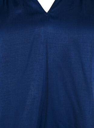 Zizzi Blouse met lange mouwen, ruches en V-hals, Estate Blue, Packshot image number 2