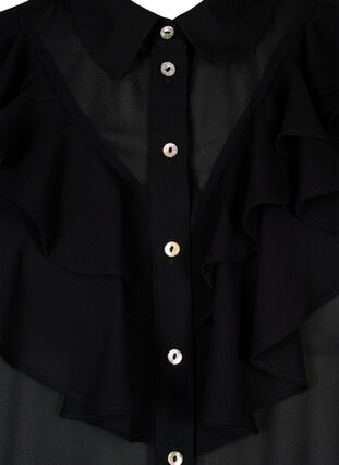 Zizzi Overhemdblouse met korte mouwen en ruches, Black, Packshot image number 2