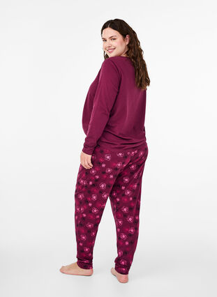 Zizzi Kleren pyjama broek met print, Fig Flower AOP, Model image number 1