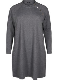 Jersey jurk met knopen, Dark Grey Melange