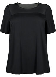 Sportshirt met mesh en korte mouw, Black