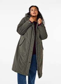 Parka jas met kap en verstelbare taille, Black Olive, Model