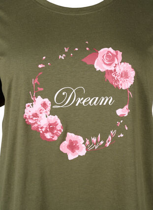 Zizzi FLASH - T-shirt met motief, Olive Night Flower, Packshot image number 2