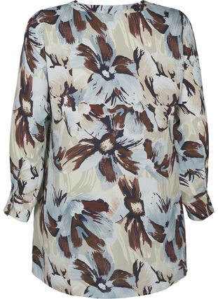 Zizzi Tuniek met lange mouwen en print, Grey Flower AOP, Packshot image number 1