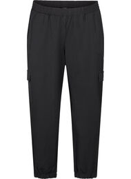 Broek met cargozakken en een elastische taille, Black