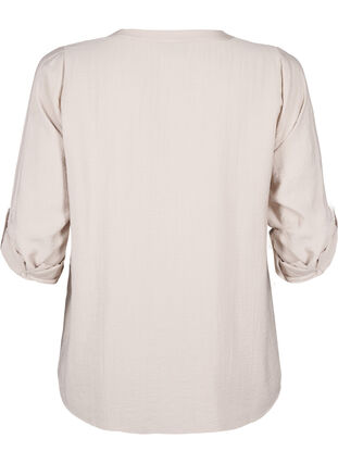 Zizzi Viscose overhemd blouse met driekwart mouwen., Chateau Gray, Packshot image number 1