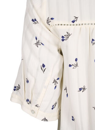 Zizzi Korte viscose jurk met kanten rand en A-lijn snit, Birch w. Flower, Packshot image number 3