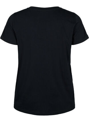 Zizzi Katoenen sportshirt met print, Black w. Playstyle, Packshot image number 1