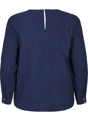 Zizzi Blouse met lange mouwen en borduurwerk, Naval Academy, Packshot image number 1