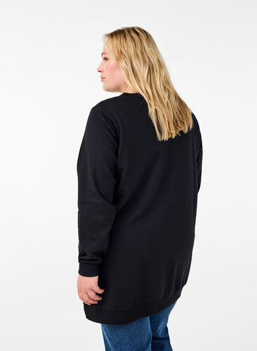 Zizzi Tuniek van sweatstof met metalen details, Black, Model image number 1