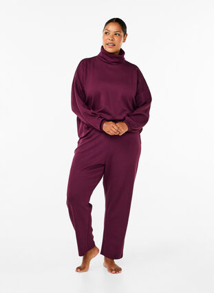 Zizzi Blouse met turtleneck in modalmix, Fig, Model image number 2