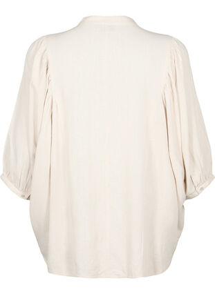 Zizzi Viscose-Linen Mix Shirt Blouse met 3/4 Mouwen, Moonbeam, Packshot image number 1