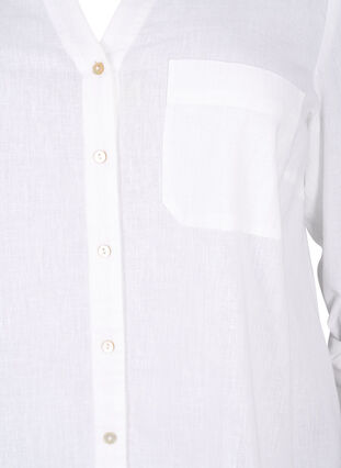 Zizzi Shirtblouse met knoopsluiting van katoen-linnenmix, Bright White, Packshot image number 2