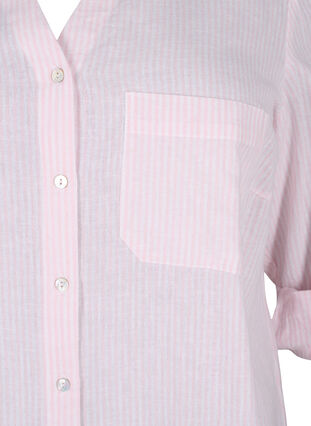 Zizzi Shirtblouse met knoopsluiting van katoen-linnenmix, Rosebloom White, Packshot image number 3