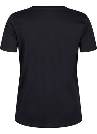 Zizzi Katoenen T-shirt met strasmotief, Black w. Radiance, Packshot image number 1