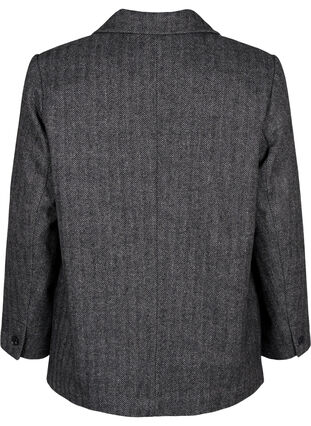 Zizzi Blazer van wolmix met zakken, Dark Grey Melange, Packshot image number 1