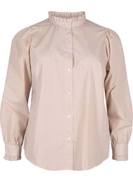 Overhemd blouse met strepen en ruches, Silver Mink Stripe