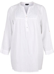 Katoenen tuniek met broderie anglaise, Bright White