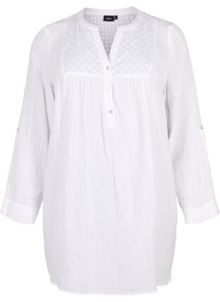 Zizzi Katoenen tuniek met broderie anglaise, Bright White, Packshot image number 0