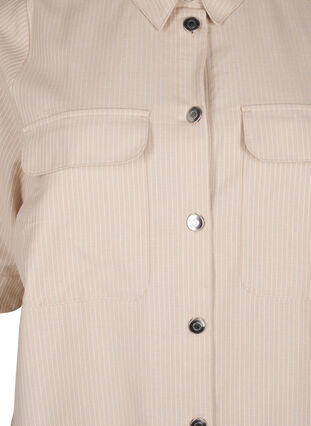 Zizzi Gestreepte tuniek met knopen en borstzakken, Oxford T. Wh. Stripe, Packshot image number 2