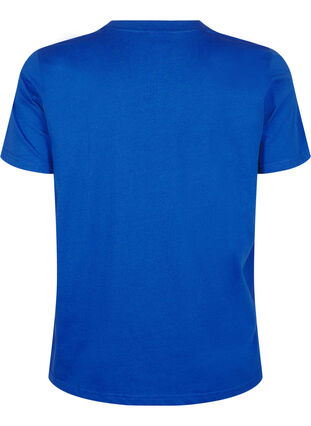 Zizzi Basic katoenen T-shirt met ronde hals, Sodalite Blue, Packshot image number 1