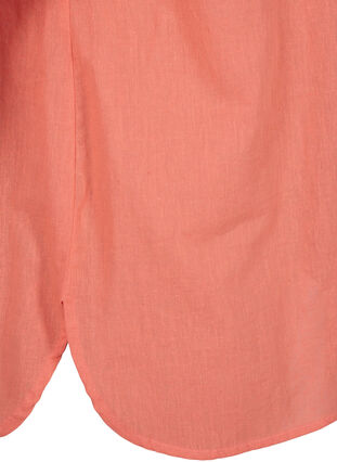 Zizzi Shirtblouse met knoopsluiting van katoen-linnenmix, Living Coral, Packshot image number 3