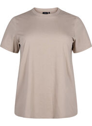 Basic katoenen T-shirt met ronde hals, Silver Mink