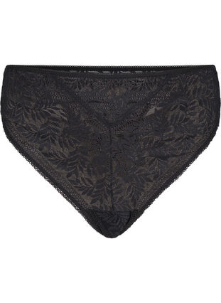 Zizzi Kanten G-string met normale taille, Black, Packshot image number 0