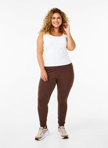 Zizzi Katoenen legging met voering, Chocolate Martini, Model image number 0