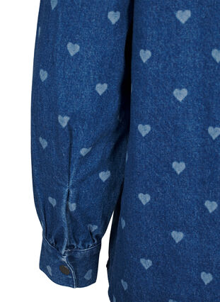 Zizzi Denim shirt met hartjes, L. Blue D. W. Heart, Packshot image number 3
