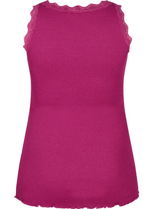 Zizzi Top with lace trim, Raspberry Radiance, Packshot image number 1