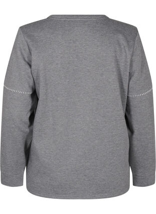 Zizzi Sweatshirt met contrasterende stiksels, Medium Grey Mél, Packshot image number 1