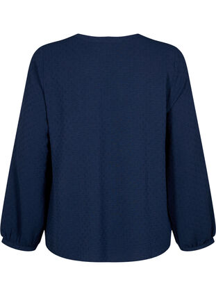 Zizzi Blouse met lange mouwen en structuur, Navy Blazer, Packshot image number 1