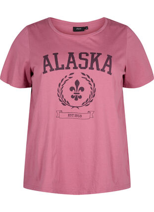 Zizzi Katoenen T-shirt met tekstmotief, Malaga W. ALASKA, Packshot image number 0