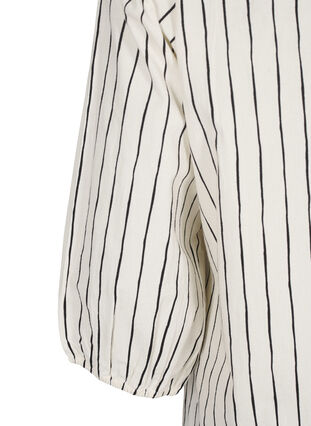 Zizzi Katoenen blouse met 3/4 mouwen en strepen, Eggnog Black Stripe, Packshot image number 3