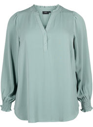 Blouse met smok en V-halslijn, Chinois Green