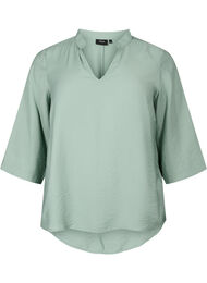 Gekleurde blouse met 3/4 mouwen, Chinois Green