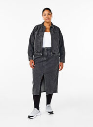 Denim rok met split aan de voorkant, Dark Grey Denim, Model