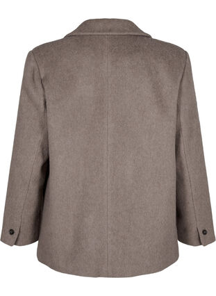 Zizzi Wollen blazer met geborstelde textuur, Desert Taupe Mel., Packshot image number 1