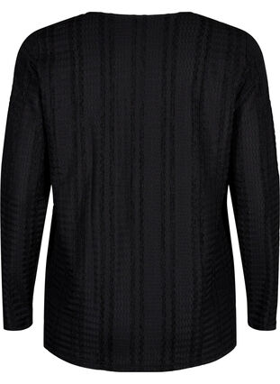 Zizzi Gestructureerde lange mouw blouse, Black, Packshot image number 1