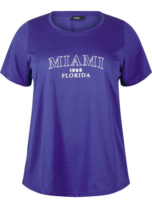 Zizzi FLASH - T-shirt met motief, Royal Blue Miami, Packshot image number 0
